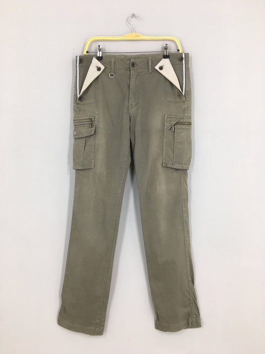 Japanese Brand Slim Fit Cargo Pants Gray Size 34x31