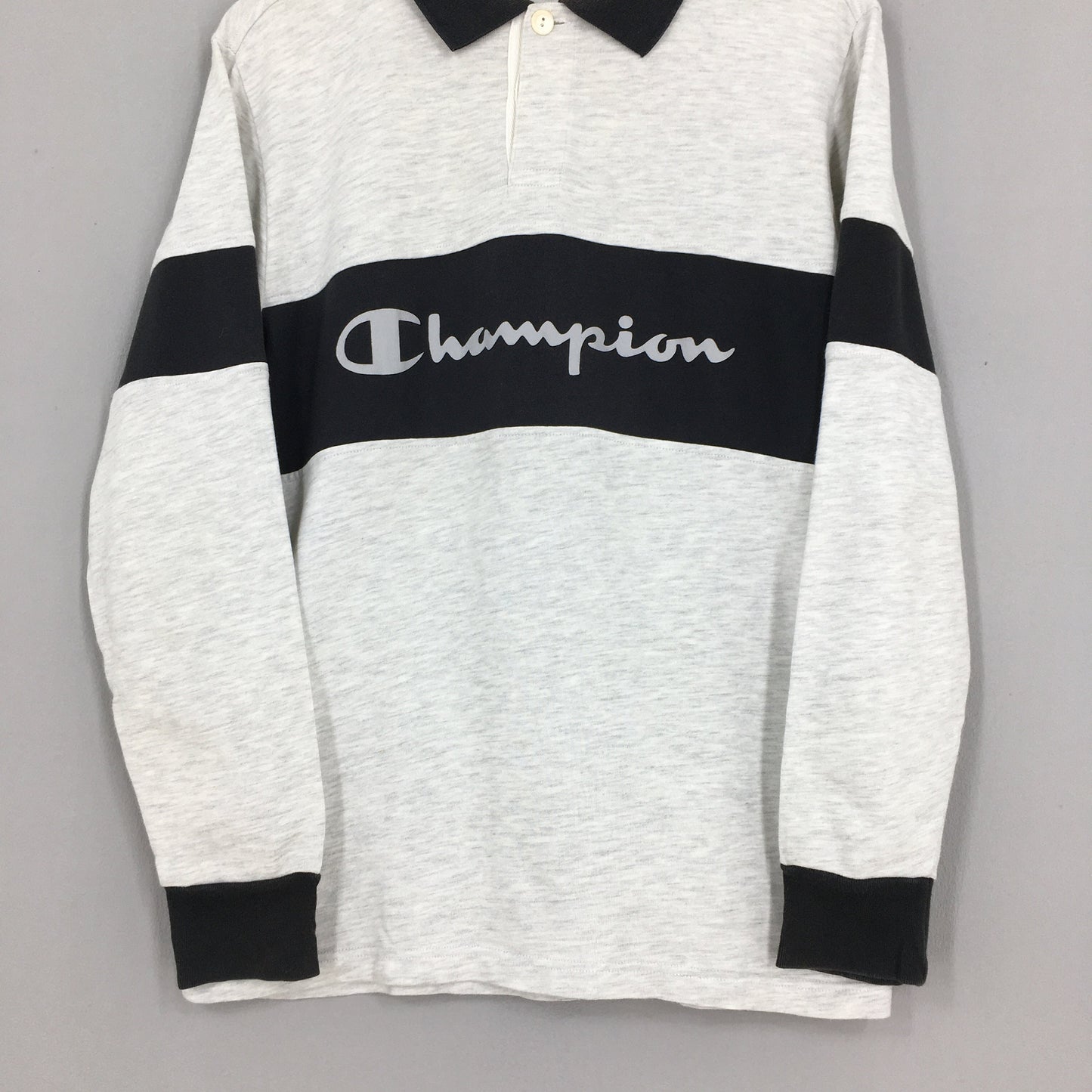 Champion Script Logo Striped Polo Shirt Medium