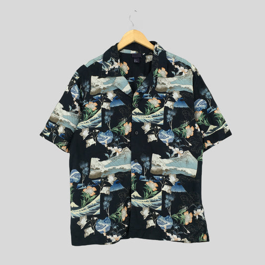 Hawaiian Aloha Beach Floral Shirt Small