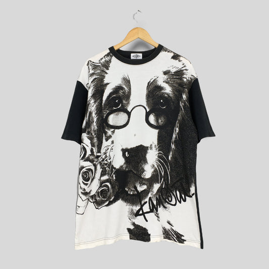 Kansai Yamamoto Dog Face Overprint T shirt Large