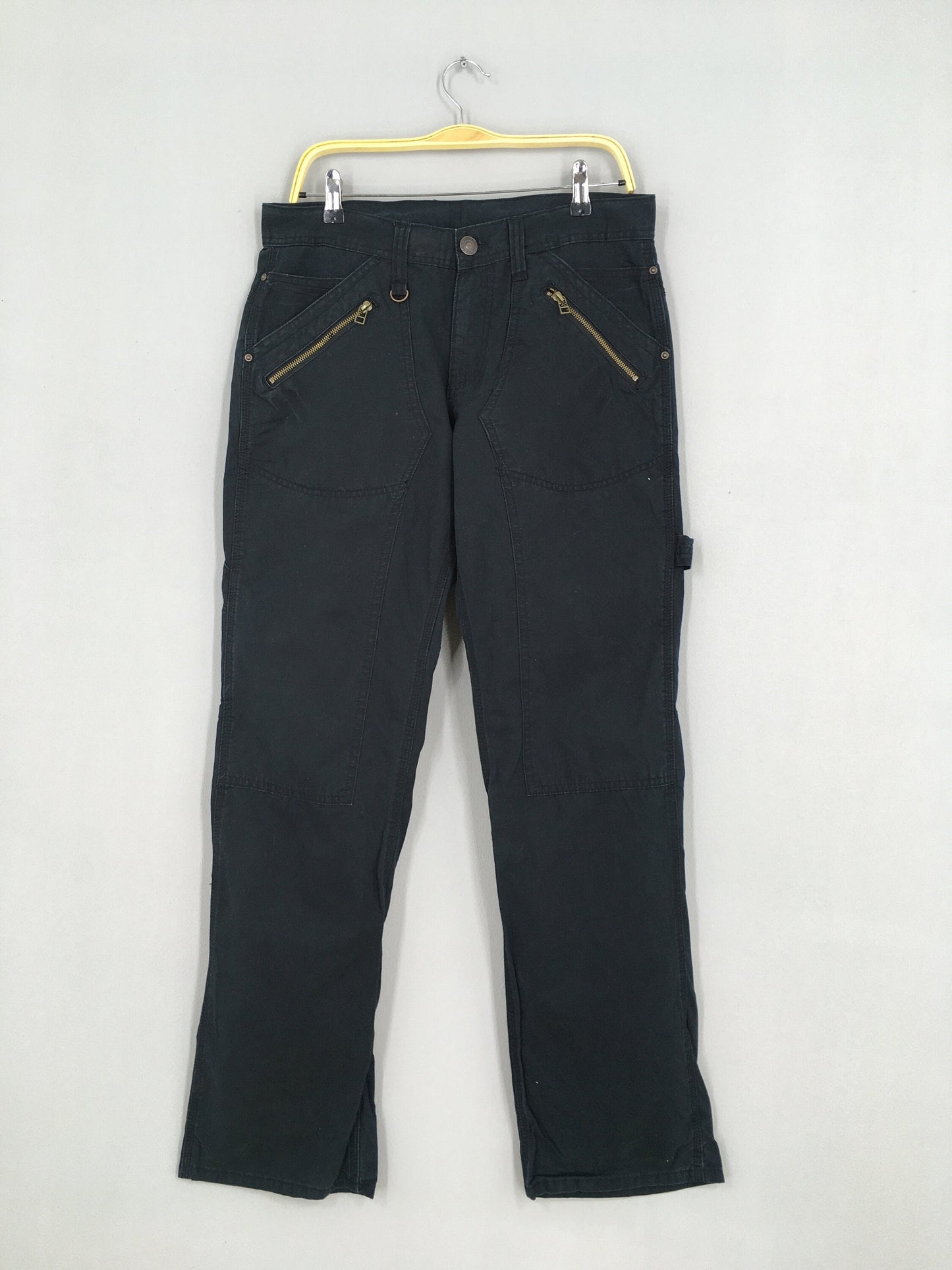 Japanese Streetwear Black Cargo Pants Size 34x32