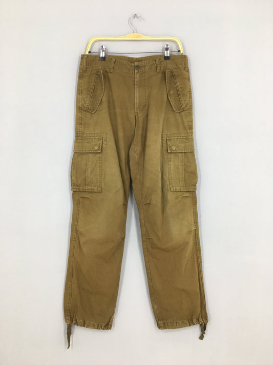 Japanese Brand Cargo Brown Drawstring Pants Size 32x30.5