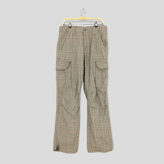 Japanese Kissmark Cargo Tartan Plaid Pants Size 34x32