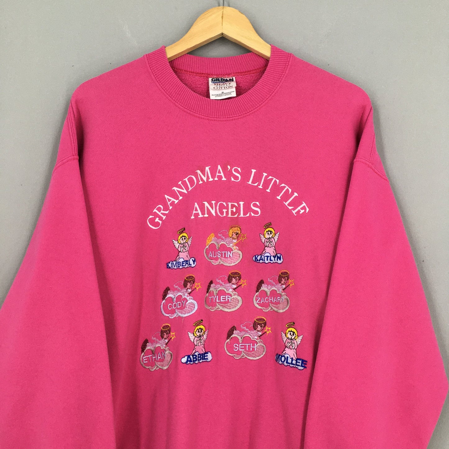 Grandma Embroidery Pink Sweater XLarge