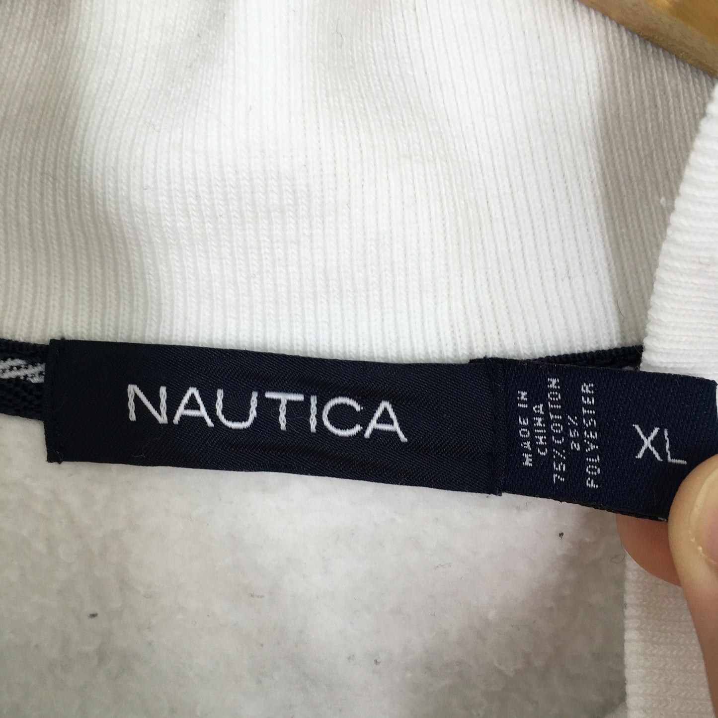 Nautica White Checkered Sweatshirt XLarge