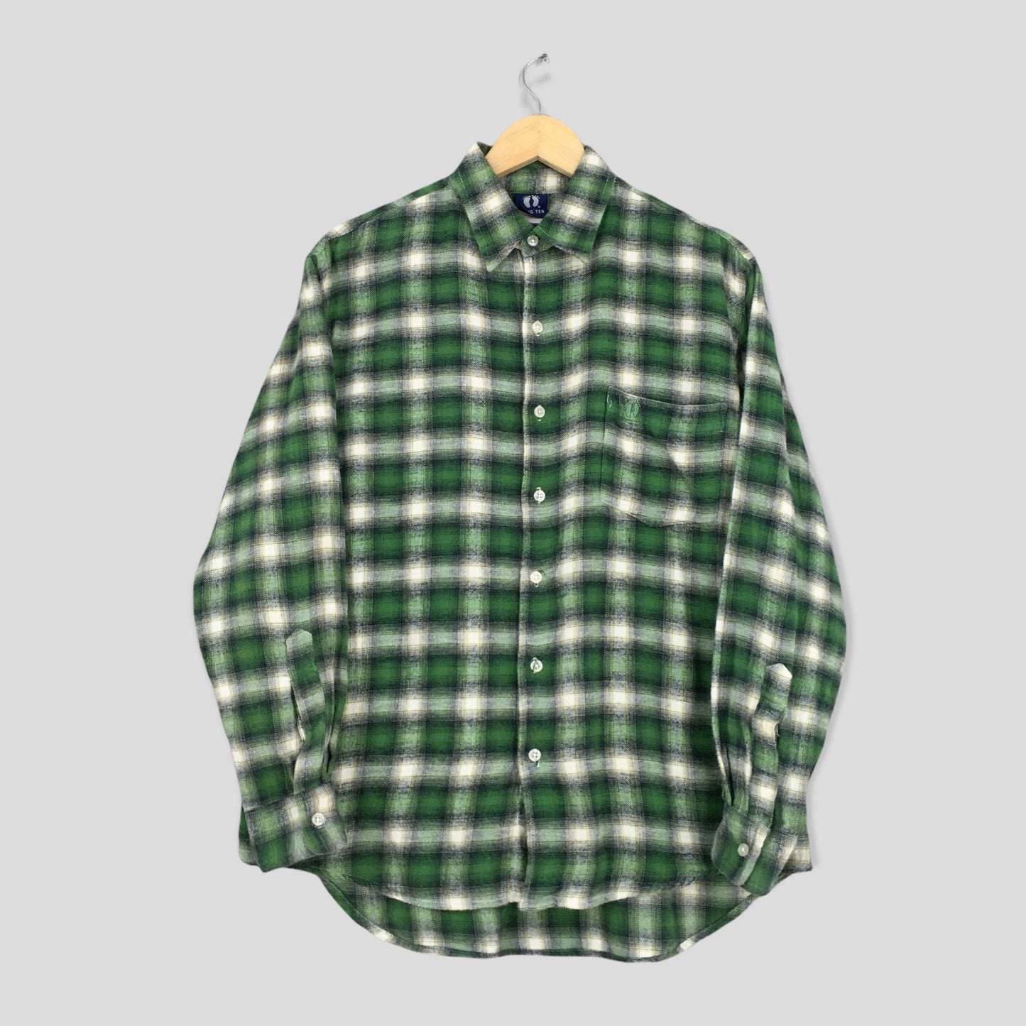 Hang Ten Green Checkered Flannel Large