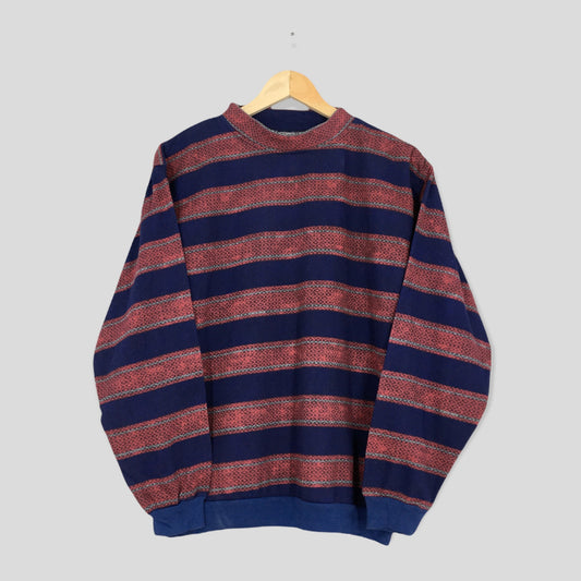 Multicolor Retro Striped Pullover Jumper Small