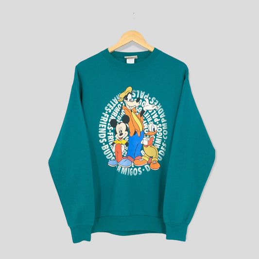 Mickey Mouse And Friends Green Sweatshirt Medium