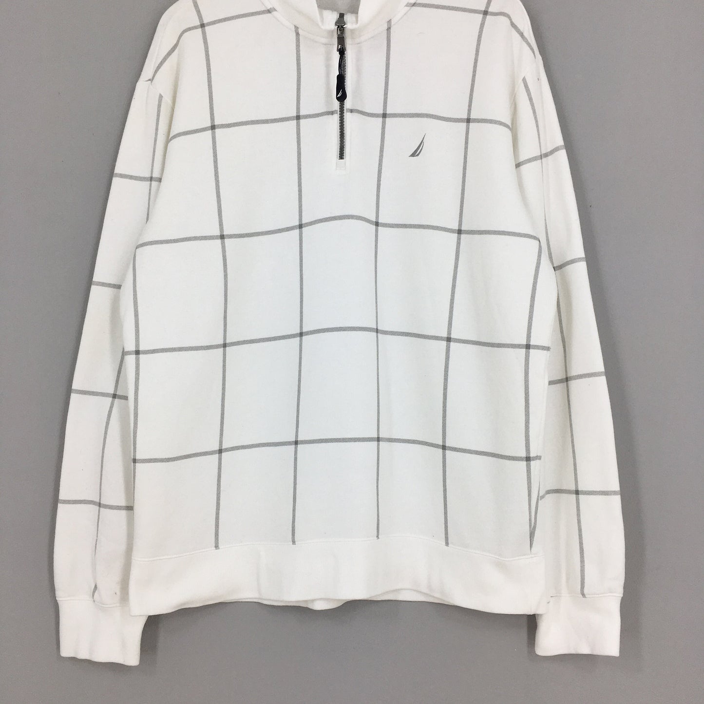 Nautica White Checkered Sweatshirt XLarge