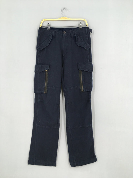 Japanese Navy Blue Cargo Pants Size 30x30.5