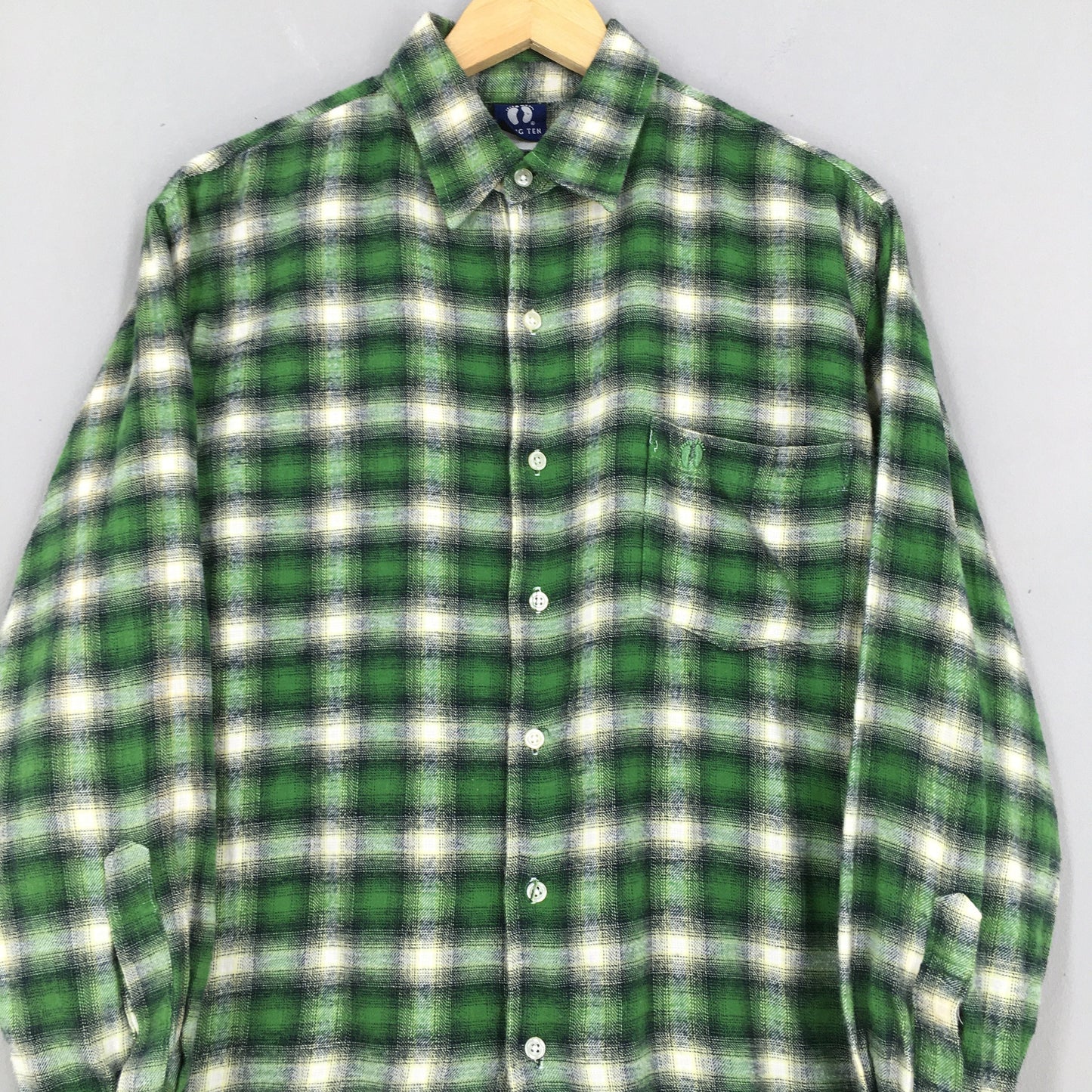 Hang Ten Green Checkered Flannel Large