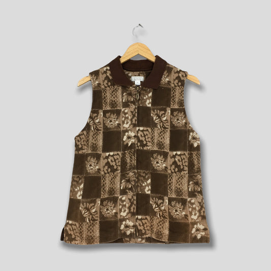 Christopher Banks Flowery Vest Brown Jacket Small