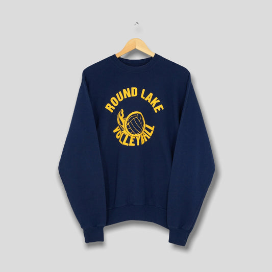 Y2K Round Lake Volleyball Blue Sweater Small