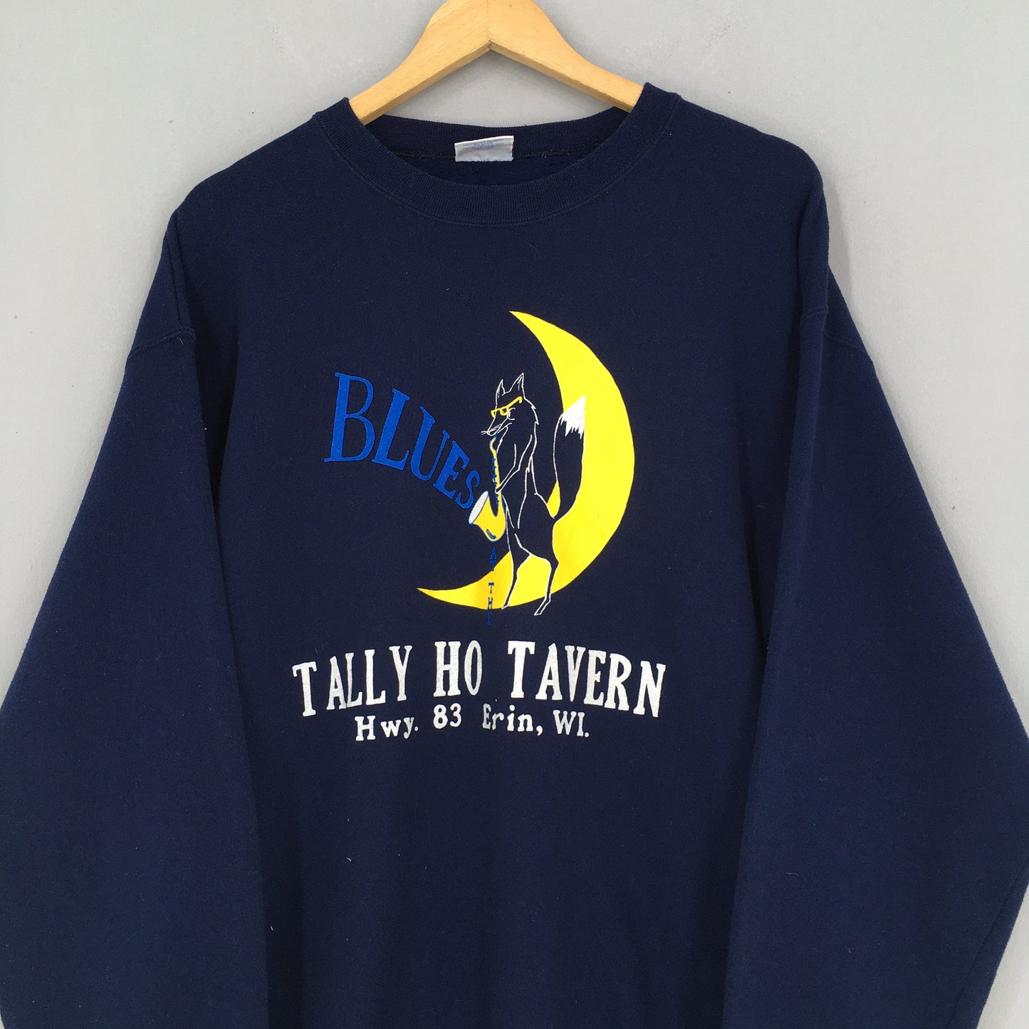 Tally Ho Tavern Restaurant Blue Sweater Large