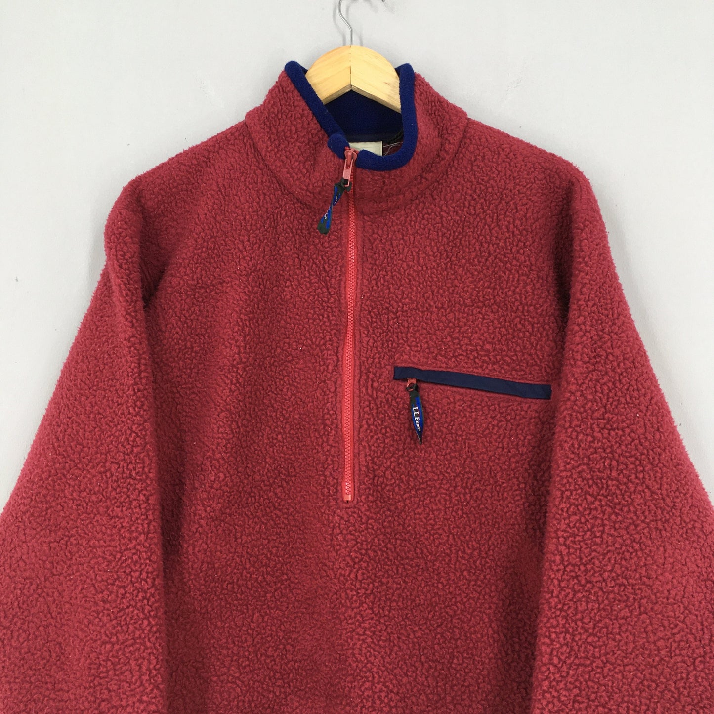 LL Bean Red Fleece Sweater Medium