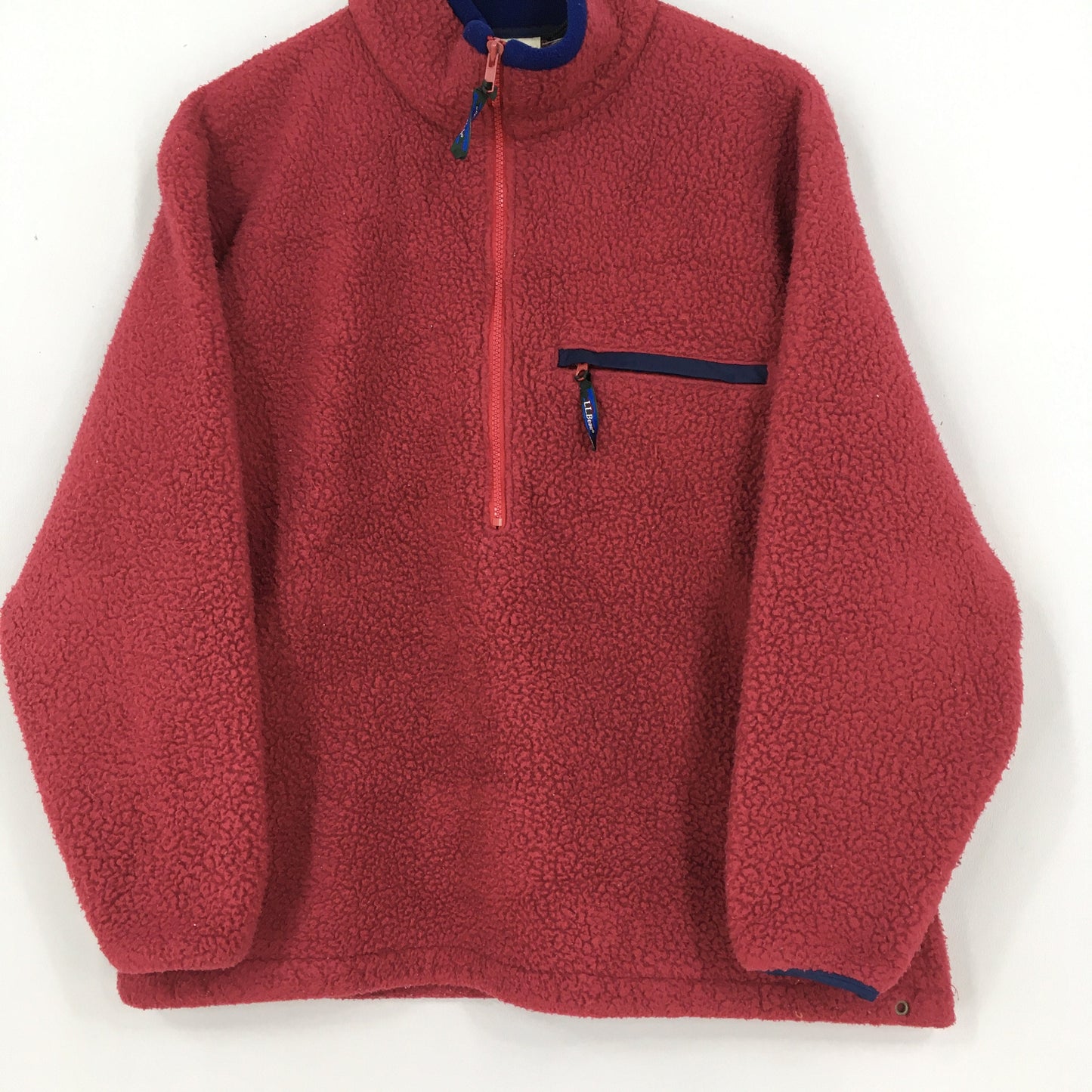 LL Bean Red Fleece Sweater Medium