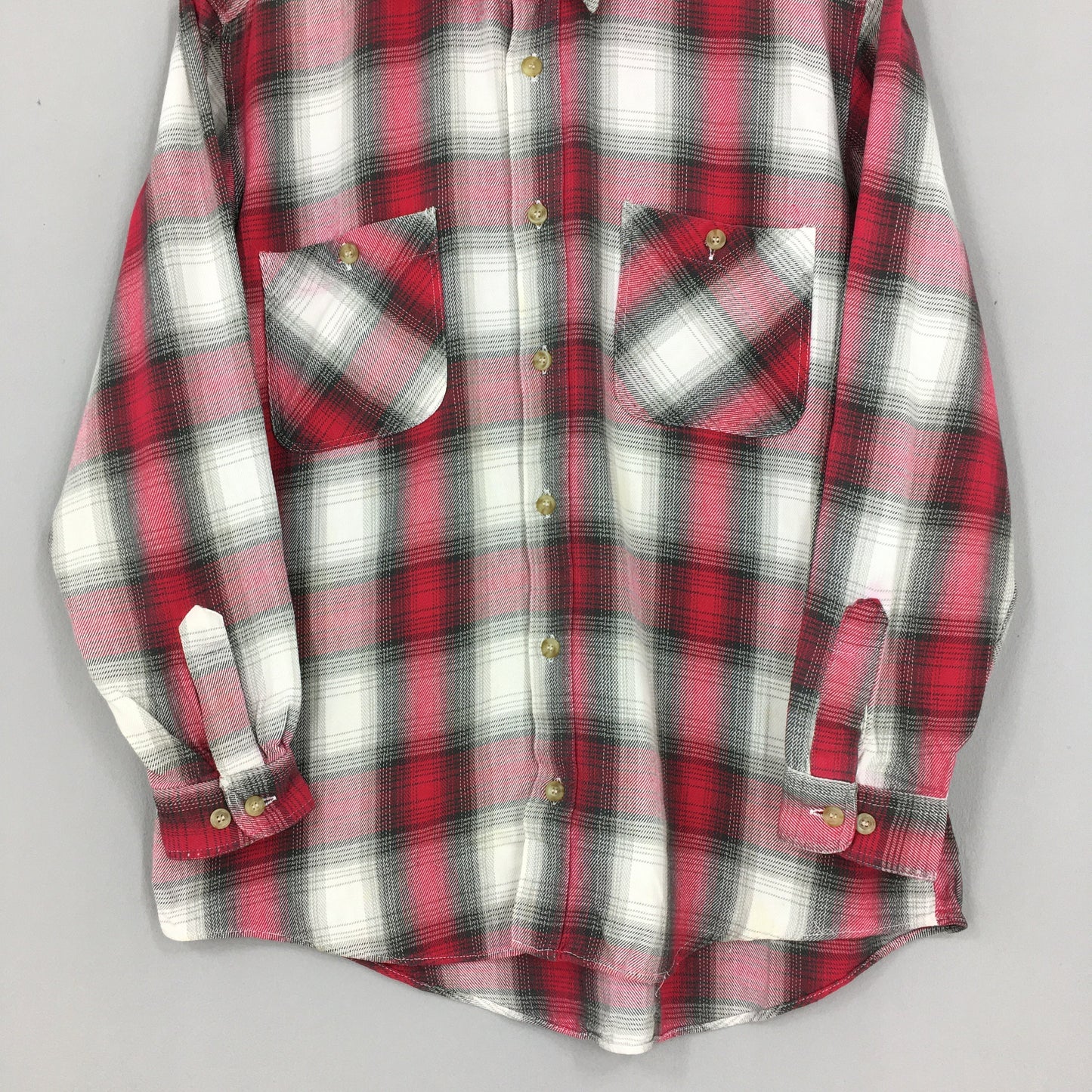 Red Plaid Shadow Checkered Flannel Shirt Medium