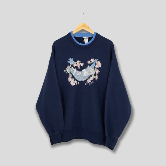 Morning Sun Kitten Cat Blue Sweatshirt 2XLarge