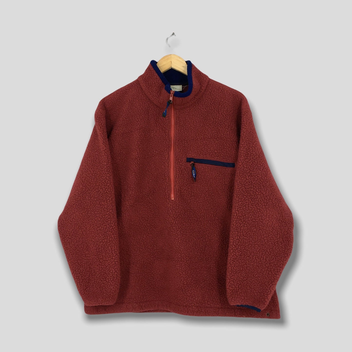 LL Bean Red Fleece Sweater Medium