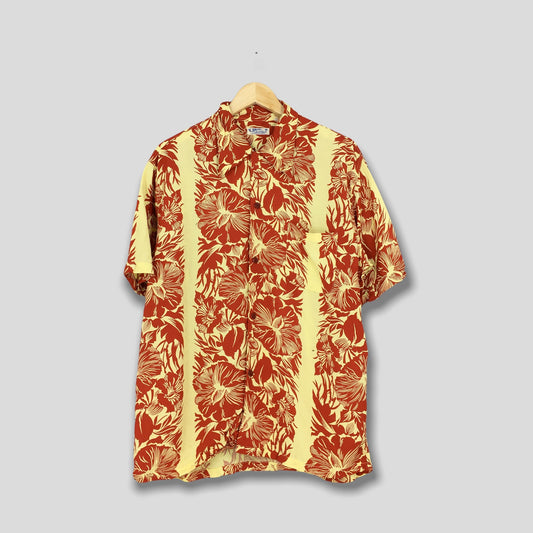 Hawaiian Floral Hibiscus Sun Surf Japan Rayon Shirt