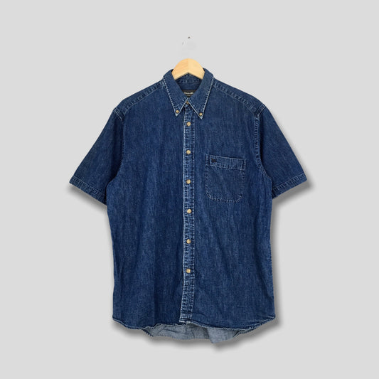 Eddie Bauer Denim Blue Western Shirt Medium