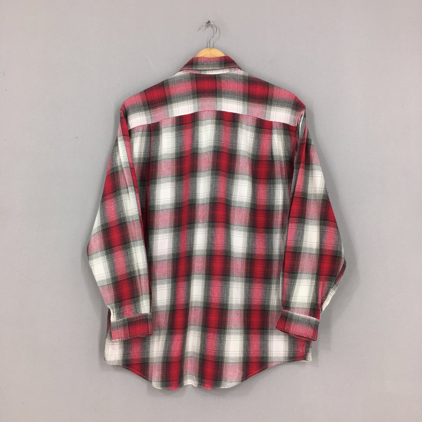 Red Plaid Shadow Checkered Flannel Shirt Medium