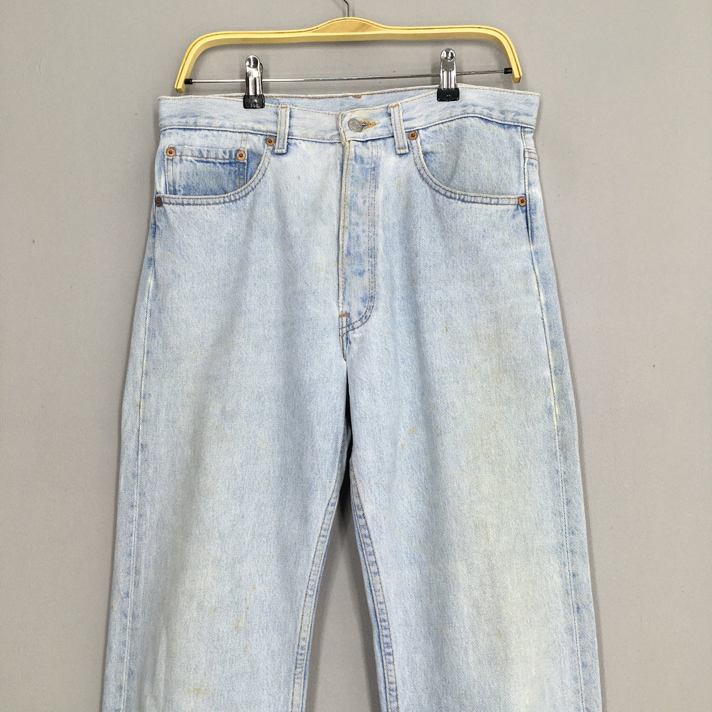 Levis 501 Pale Blue Jeans Dirty Distressed Denim Size 31x29