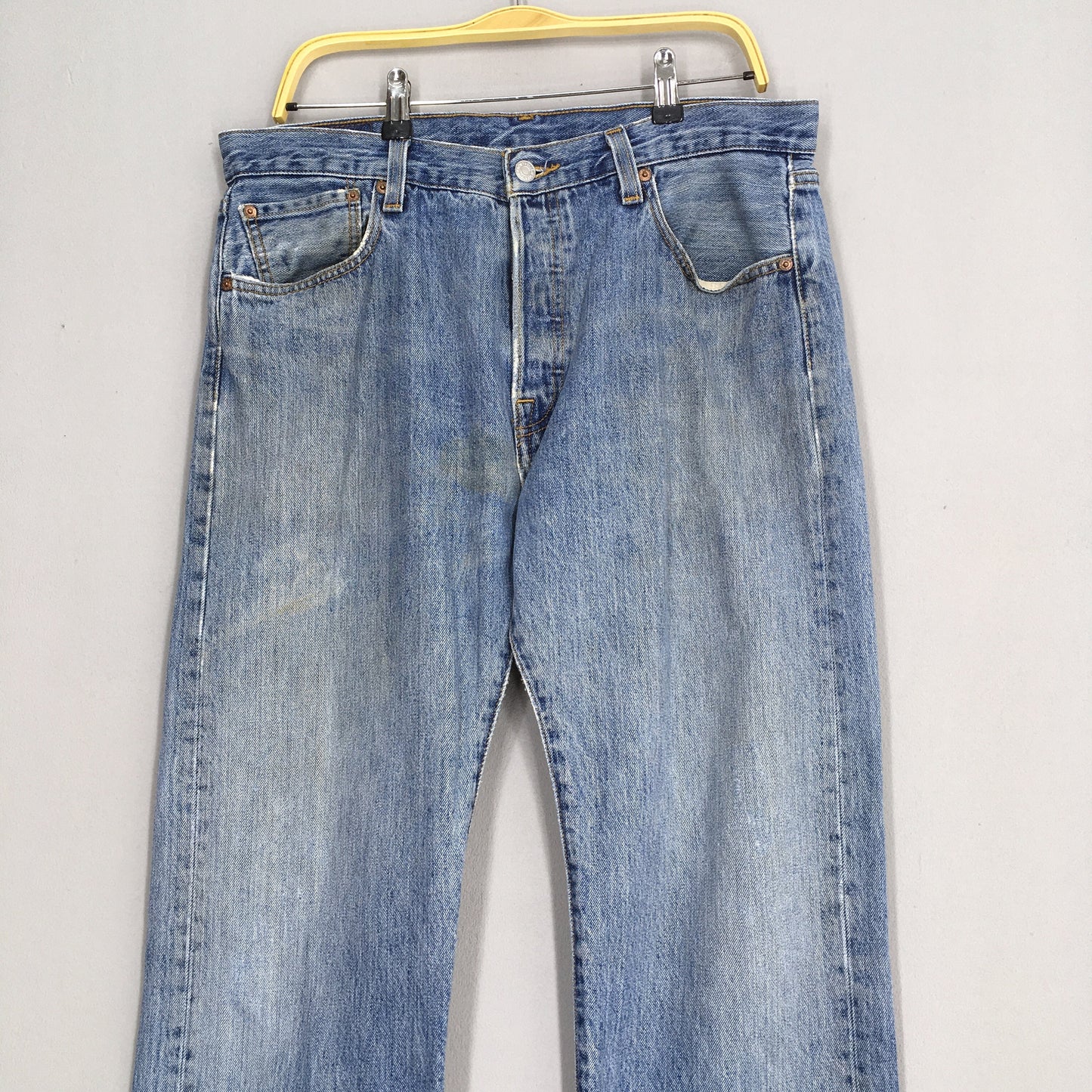 Levi's 501 Faded Blue Jeans Stone Washed Size 35x32