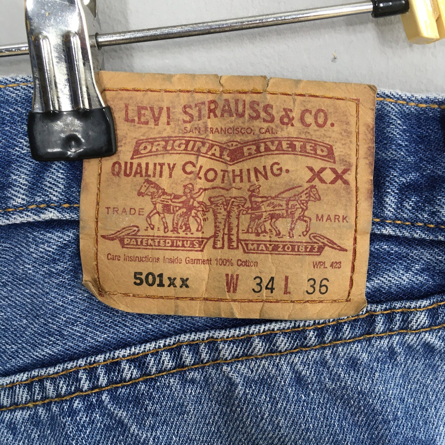 Levi's 501XX Stonewash Faded Blue Jeans Size 32x33