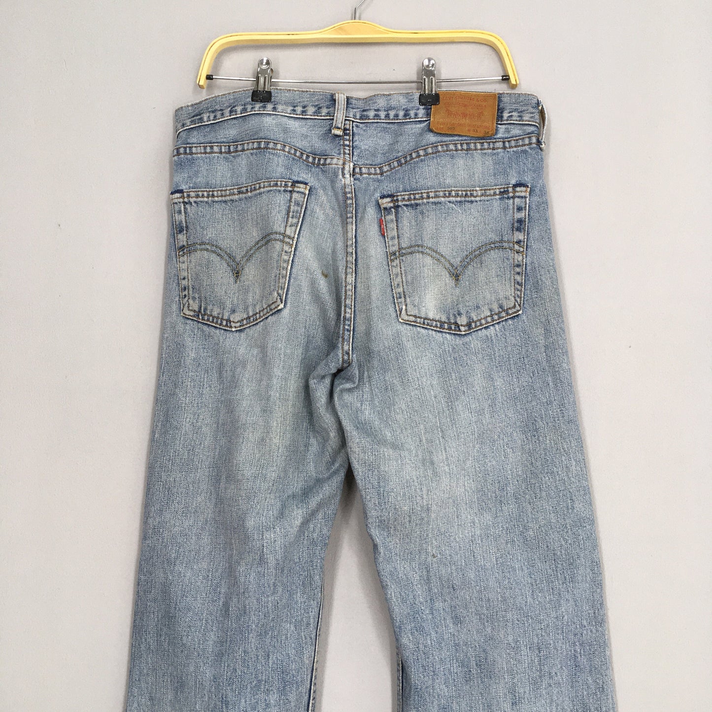 Levi's 503 Light Blue Distressed Jeans Size 36x30