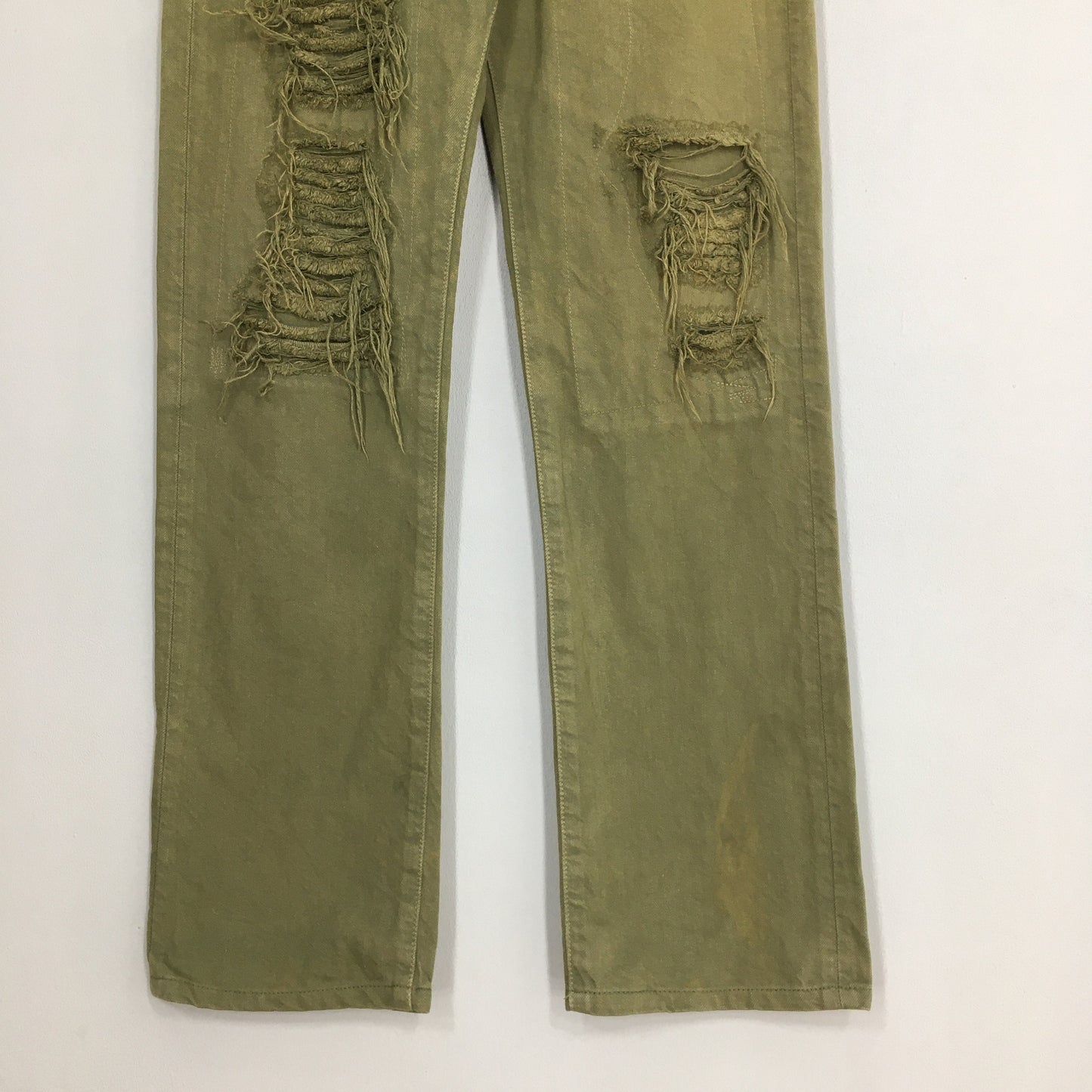 Levi's 501 Olive Green Distressed Ripped Jeans 28x29