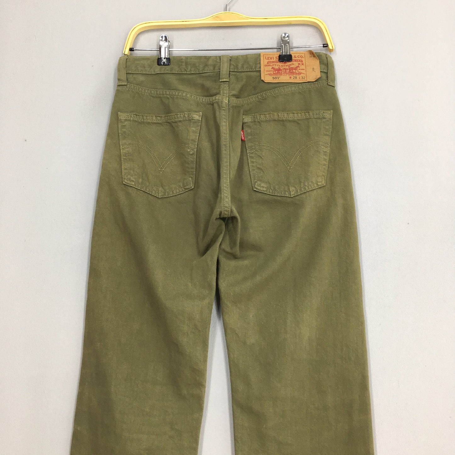 Levi's 501 Olive Green Distressed Ripped Jeans 28x29