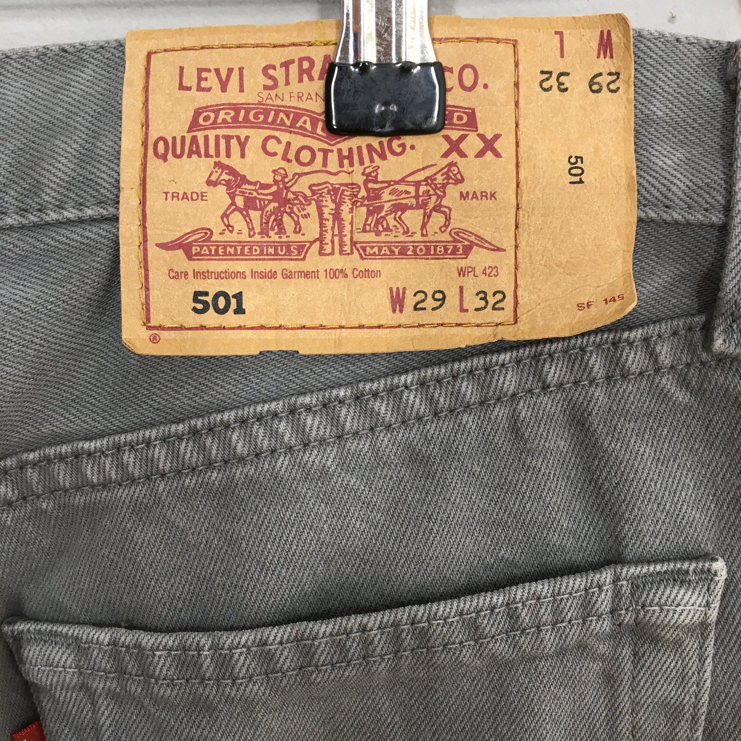 Levi's 501 Grey Overdyed Slim Fit Jeans Size 28x32