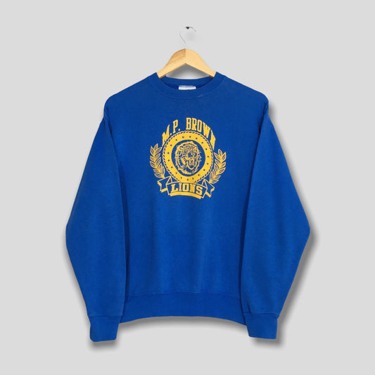 MP Brown School Lions Blue Sweatshirt Medium