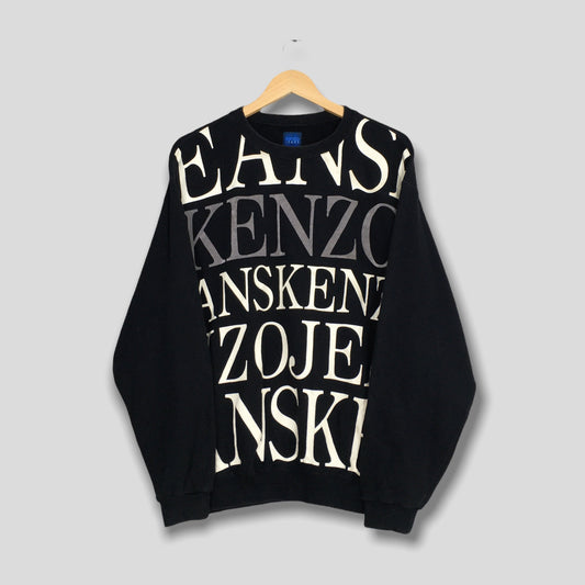 Kenzo Jeans Overprint Black Sweatshirt Large