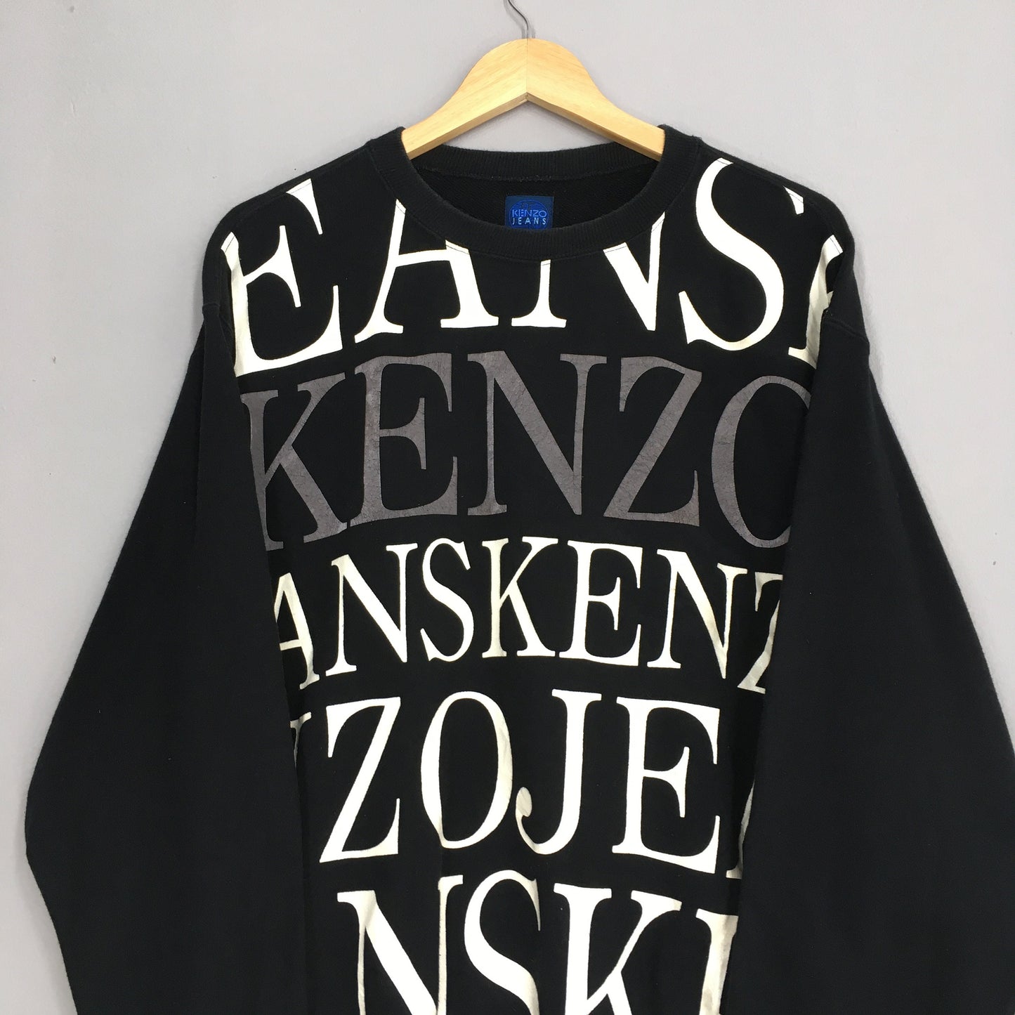 Kenzo Jeans Overprint Black Sweatshirt Large