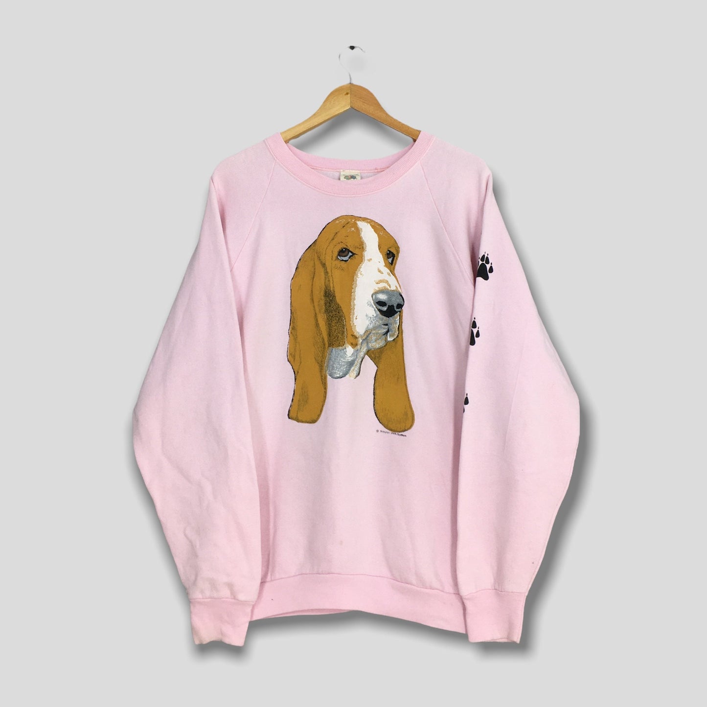 Dog Bloodhounds Printed Pink Sweatshirt XLarge