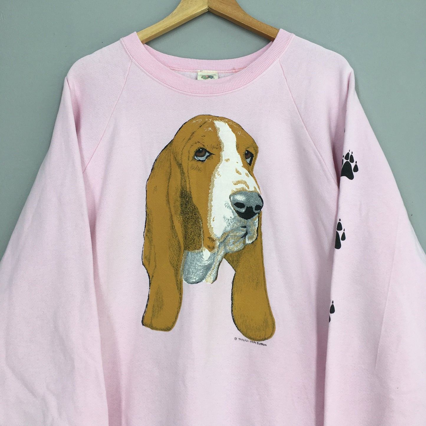 Dog Bloodhounds Printed Pink Sweatshirt XLarge