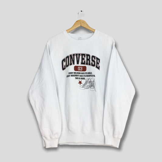 Converse All Star Skater White Sweatshirt Large