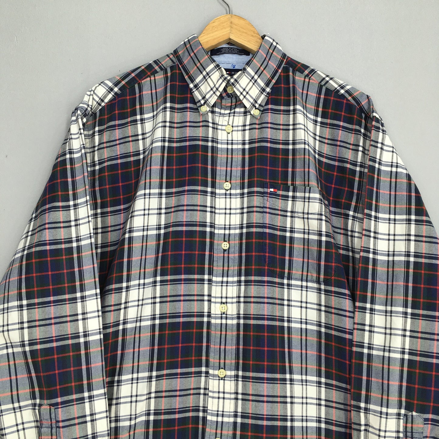 Tommy Hilfiger Plaid Oxfords Mens Medium