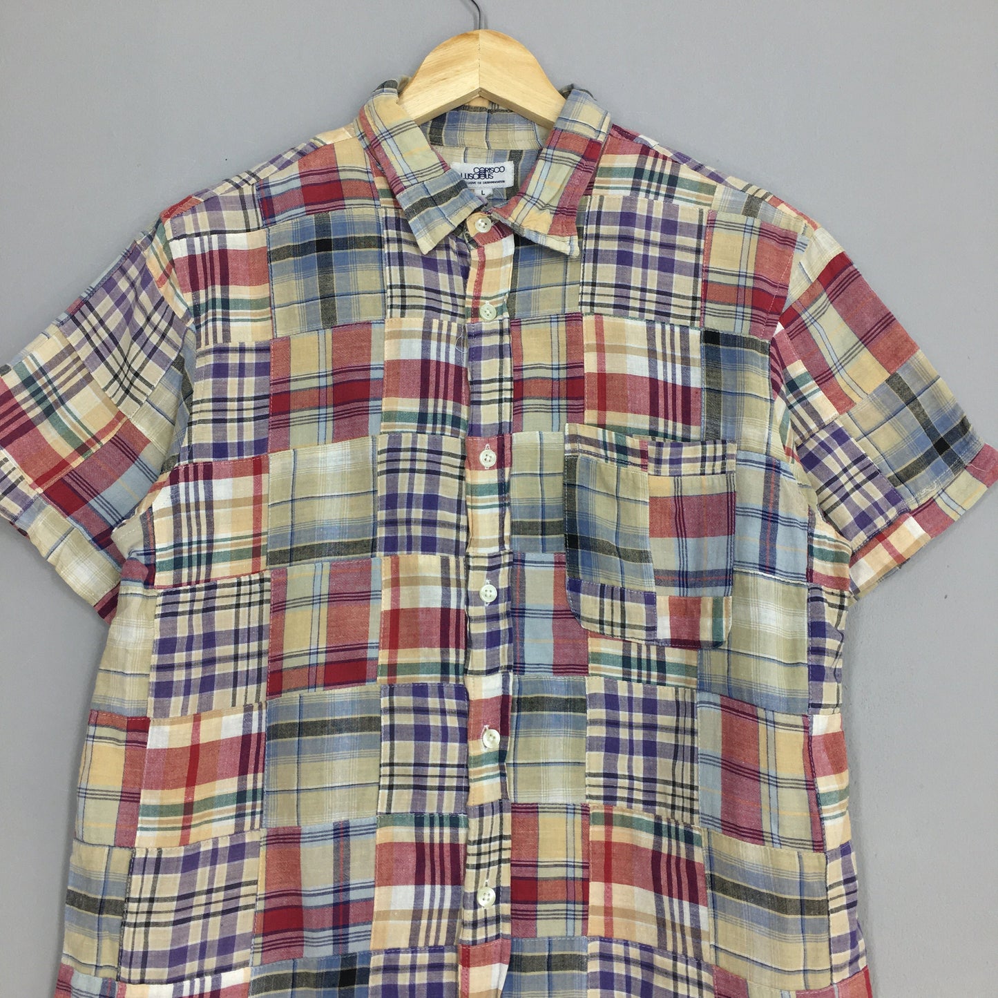 Patchwork Checkered Flannel Shirt Large