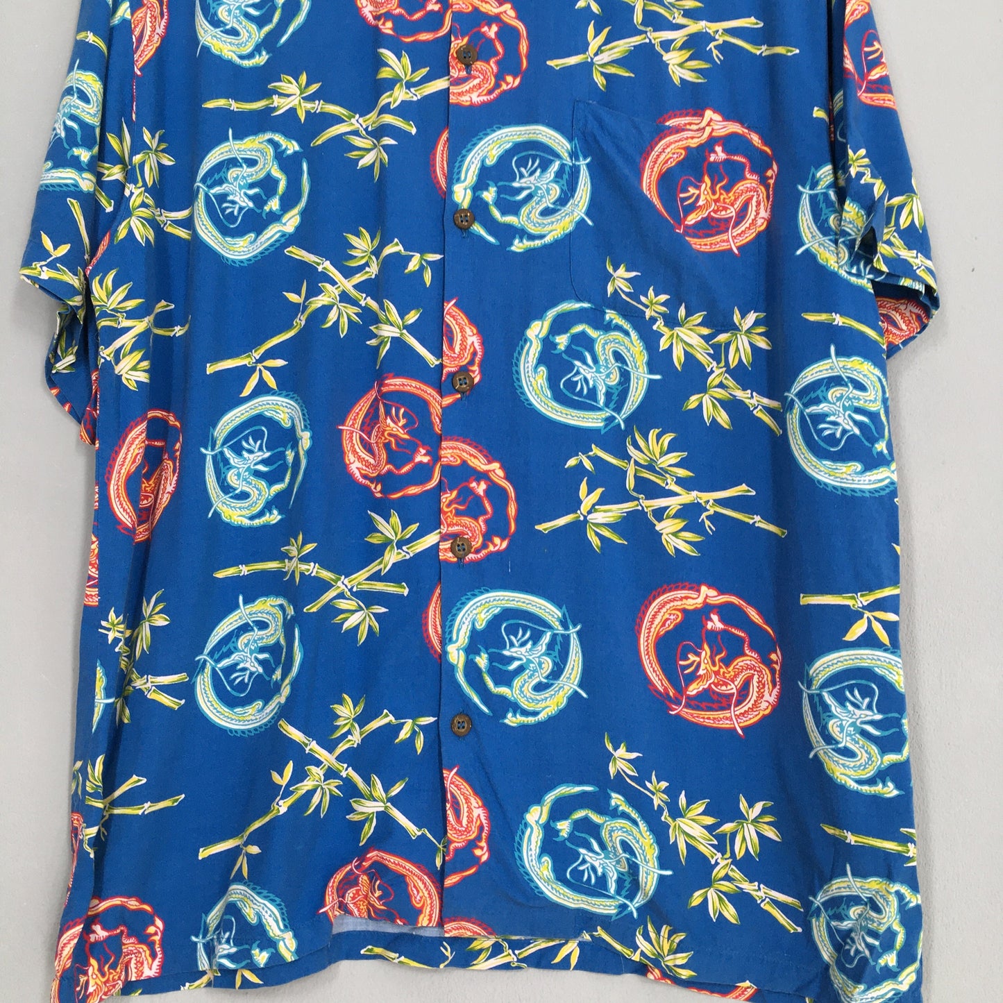 Summer Hawaiian Dragon Rayon Shirt Large