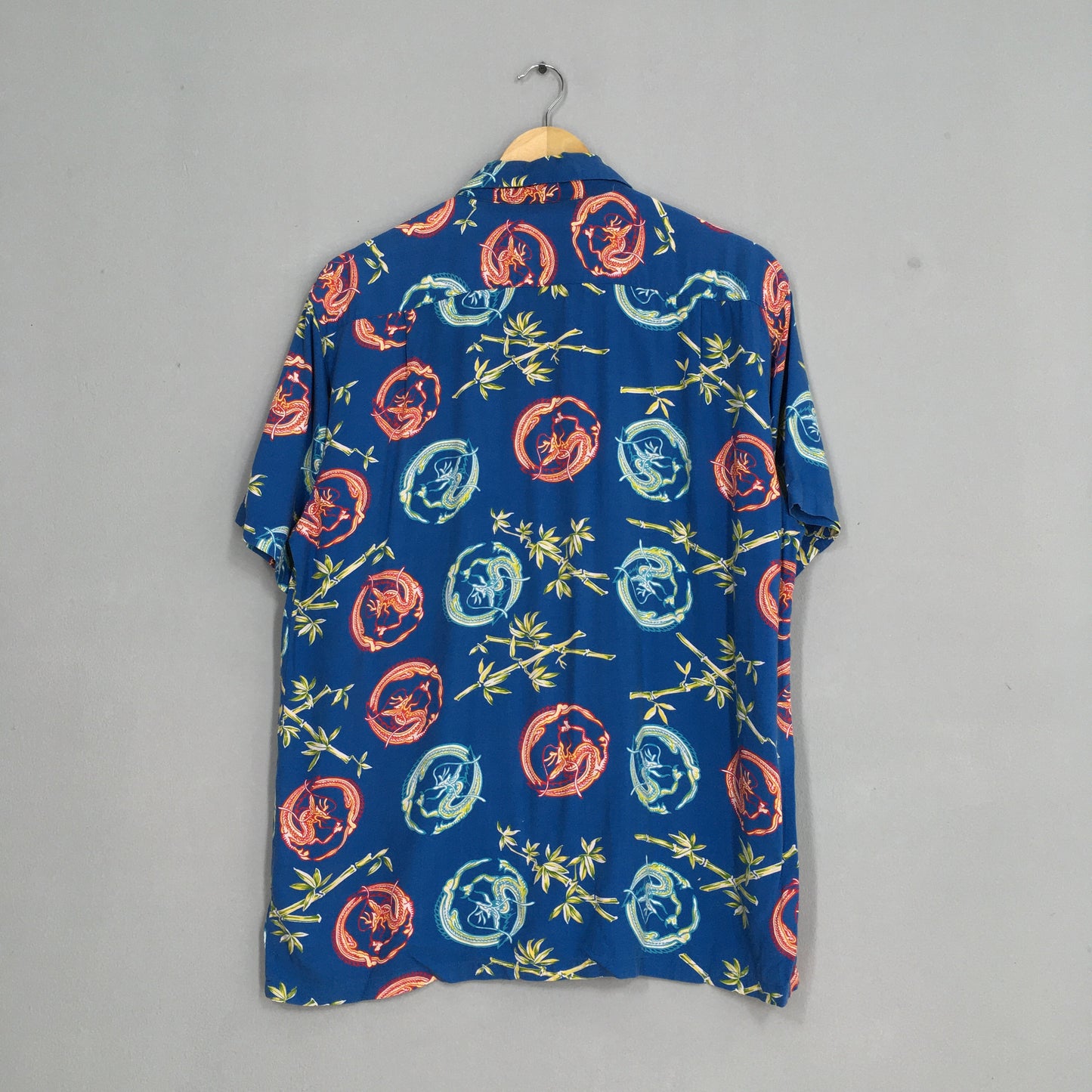 Summer Hawaiian Dragon Rayon Shirt Large