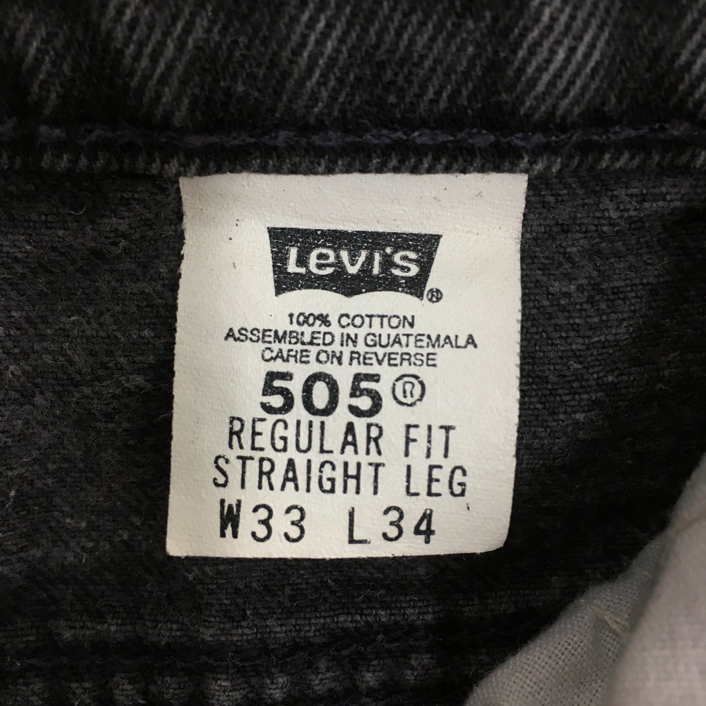 Levi's 505 Regular Fit Faded Black Jeans Size 32x35