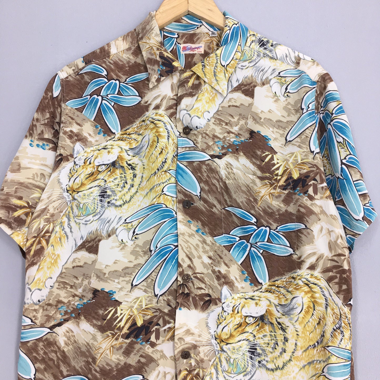 Sun Surf Jungle Tiger Roar Aloha Rayon Shirt