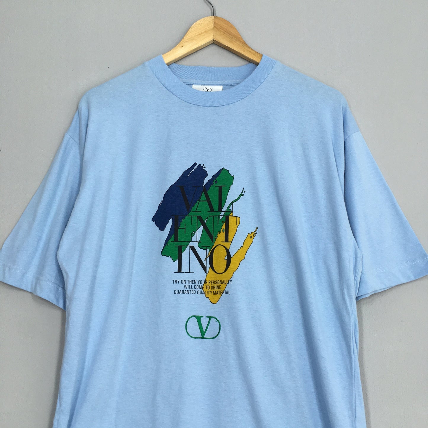 Valentino Printed Logo Blue Tshirt Medium