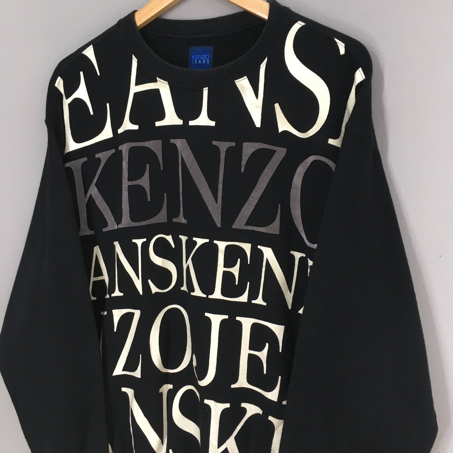 Kenzo Jeans Overprint Black Sweatshirt Large