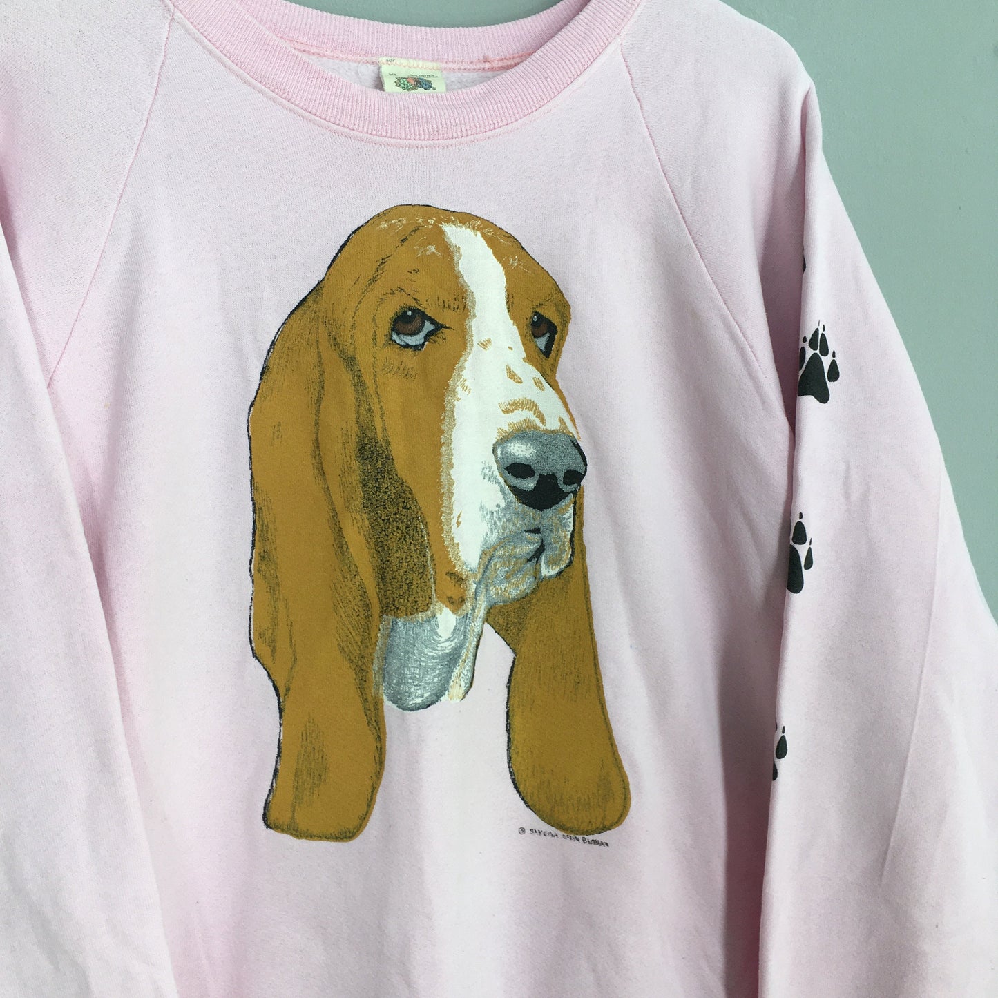 Dog Bloodhounds Printed Pink Sweatshirt XLarge