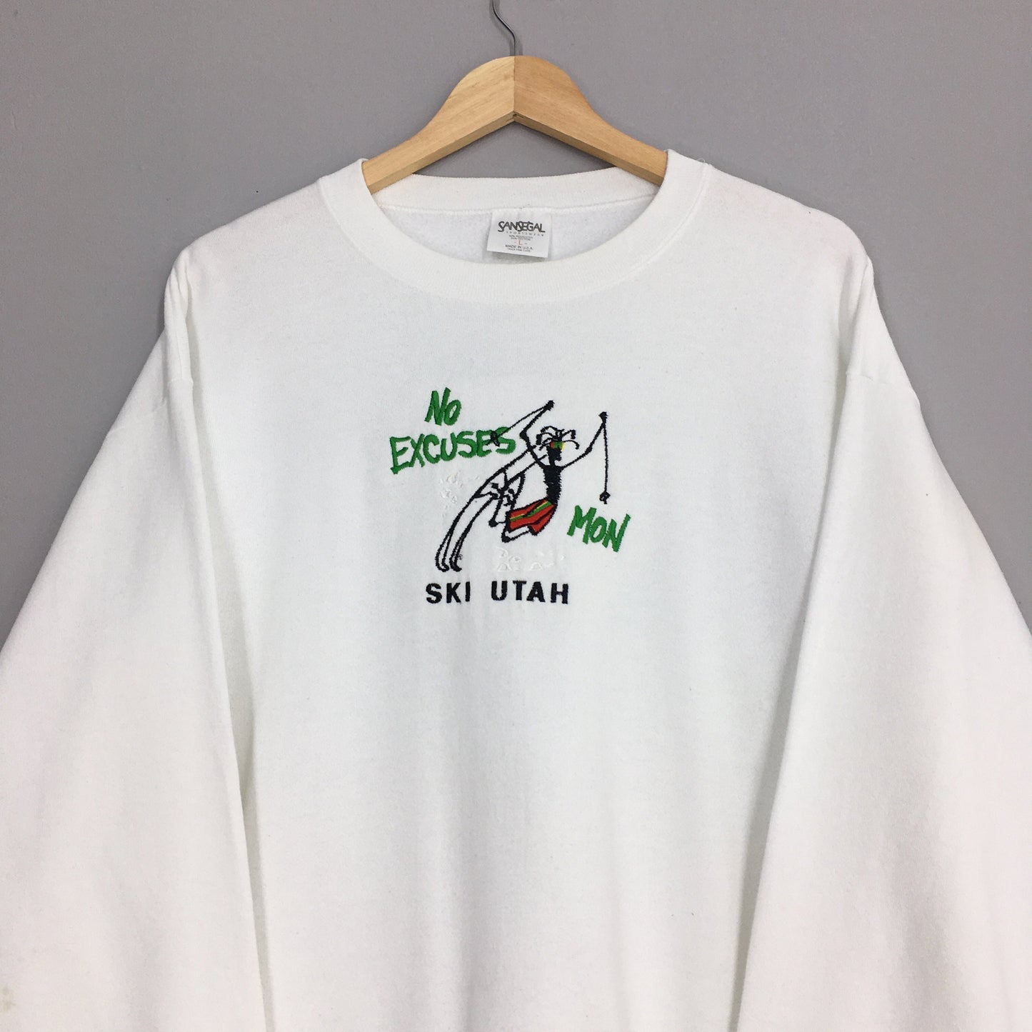 Ski Utah Usa White Sweatshirt Large