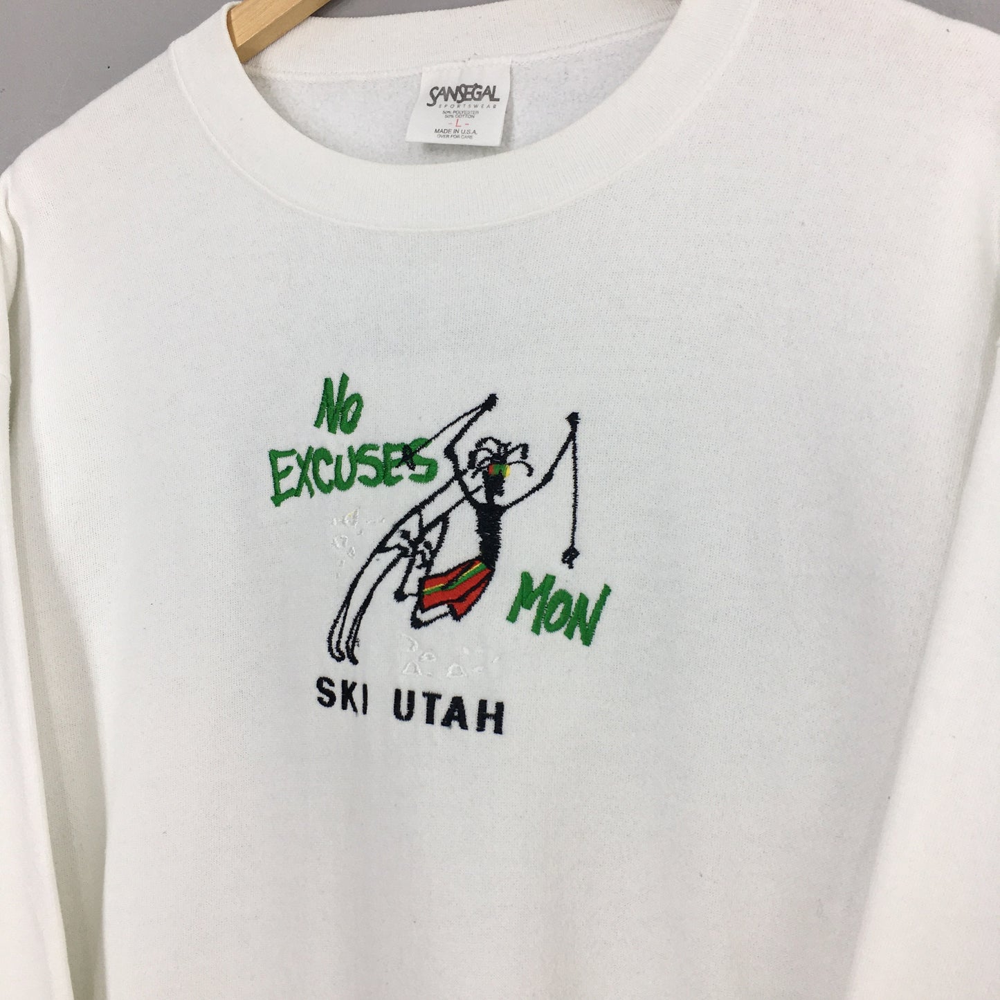 Ski Utah Usa White Sweatshirt Large